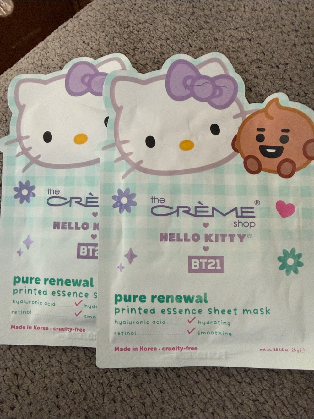2 The crème shop Hello Kitty BT21 masks
